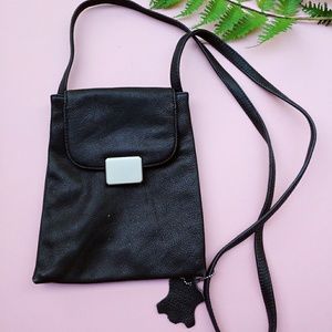 Small black leather crossbody bag